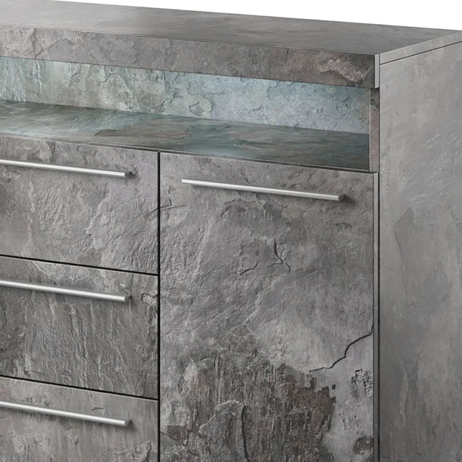 Garnero Arredamenti Credenze Moderne|Madie Moderne-Credenza 132x92h cm 3 cassetti 2 ante soggiorno Frisk Ossido