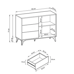 Garnero Arredamenti Credenze Moderne|Madie Moderne-Credenza 104x77h cm 3 cassetti moderna soggiorno quercia nero Becca