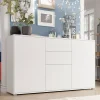 Garnero Arredamenti Credenze Moderne-Credenza 141x93h cm 2 cassetti 3 ante moderna bianco Eindhoven
