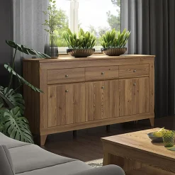 Garnero Arredamenti Credenze Moderne-Credenza 156x98h cm 3 cassetti 3 ante rovere scuro Lucca