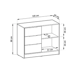 Garnero Arredamenti Credenze Moderne-Credenza 105x86h cm 3 cassetti moderna quercia Miller Antracite