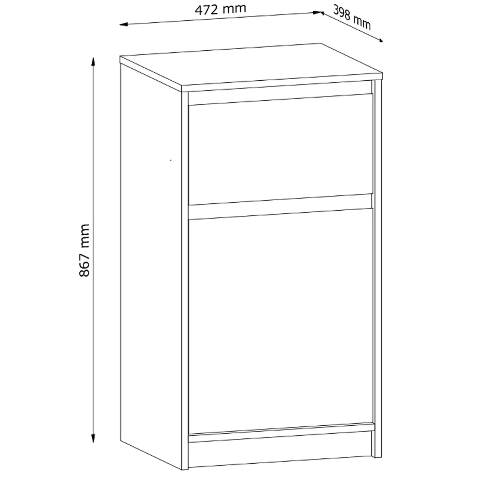 Garnero Arredamenti Credenze Moderne|Madie Moderne-Credenza 47x87h cm 1 cassetto soggiorno rovere Funny