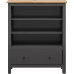 Garnero Arredamenti Credenze Moderne|Madie Moderne-Credenza 101x121h cm 1 cassetto nero grafite rovere chiaro Holga