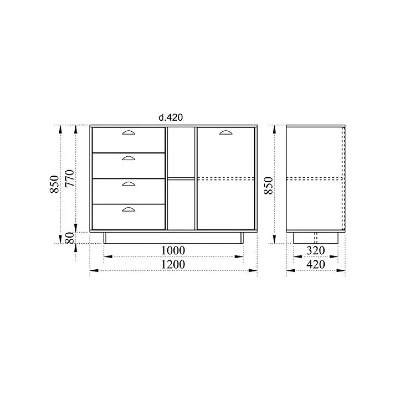 Garnero Arredamenti Credenze Moderne|Madie Moderne-Credenza 120x85h cm con cassetti moderna legno vecchio antico West Gihome®