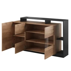 Garnero Arredamenti Credenze Moderne-Credenza 155x94h cm con vetrinetta moderna rovere antracite Blob Rovere - Antracite