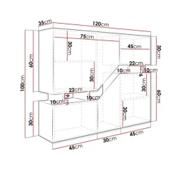 Garnero Arredamenti Credenze Moderne-Credenza 120x100h cm moderna design rovere bianco Modesta Rovere - Bianco opaco