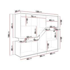 Garnero Arredamenti Credenze Moderne-Credenza 120x100h cm moderna design rovere antracite Modesta Rovere - Antracite