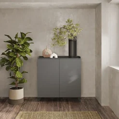 Garnero Arredamenti Credenze Moderne|Madie Moderne-Credenza 121x126h cm moderna grigio scuro antracite Jonson Ossido - Grigio