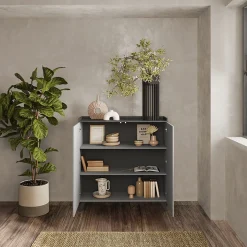 Garnero Arredamenti Credenze Moderne|Madie Moderne-Credenza 121x126h cm moderna grigio scuro antracite Jonson Ossido - Grigio