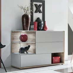 Garnero Arredamenti Credenze Moderne|Madie Moderne-Credenza 120x77h cm moderna quercia grigio opaco Oviedo Gihome® Grigio - Rovere
