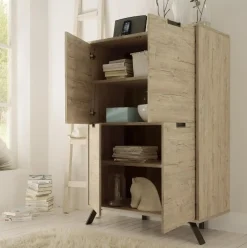 Garnero Arredamenti Credenza Alta|Credenze Moderne-Credenza 106x152h cm moderna rovere chiaro Juvena