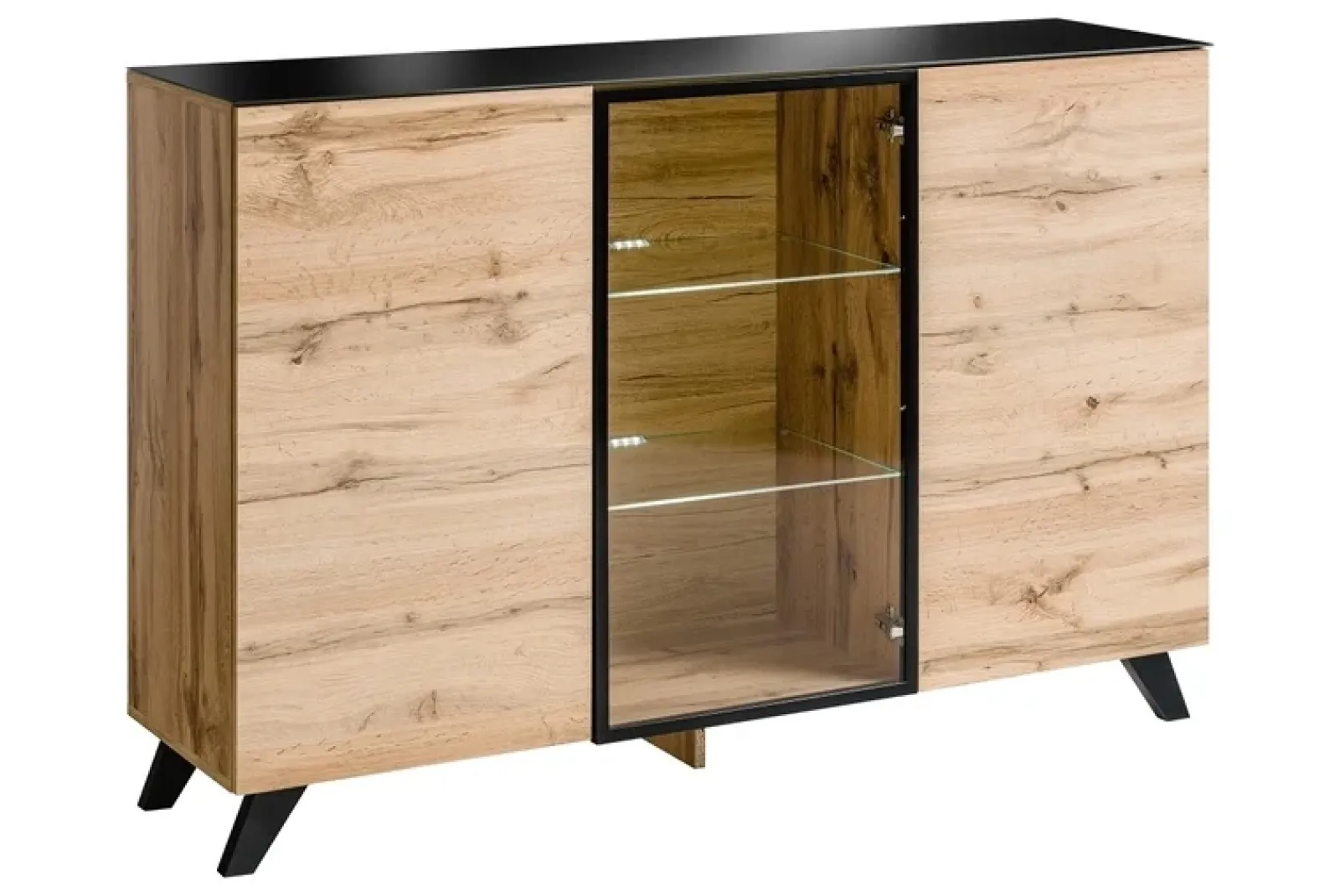 Garnero Arredamenti Credenze Moderne|Madie Moderne-Credenza 150x100h cm moderna rovere miele nero Tropical Gihome®