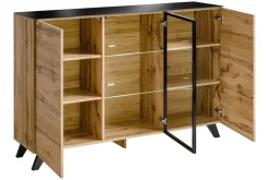 Garnero Arredamenti Credenze Moderne|Madie Moderne-Credenza 150x100h cm moderna rovere miele nero Tropical Gihome®