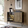 Garnero Arredamenti Credenze Moderne-Credenza 104x83h cm  moderna soggiorno nero rovere antico cannettato Bali