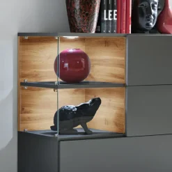 Garnero Arredamenti Credenze Moderne|Madie Moderne-Credenza 120x77h cm moderna soggiorno rovere antracite Oviedo Gihome® Antracite - Rovere Rustico