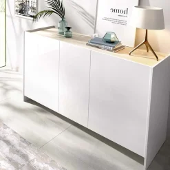 Garnero Arredamenti Credenze Moderne|Madie Moderne-Credenza 138x75h cm moderna soggiorno bianco opaco rovere Norton