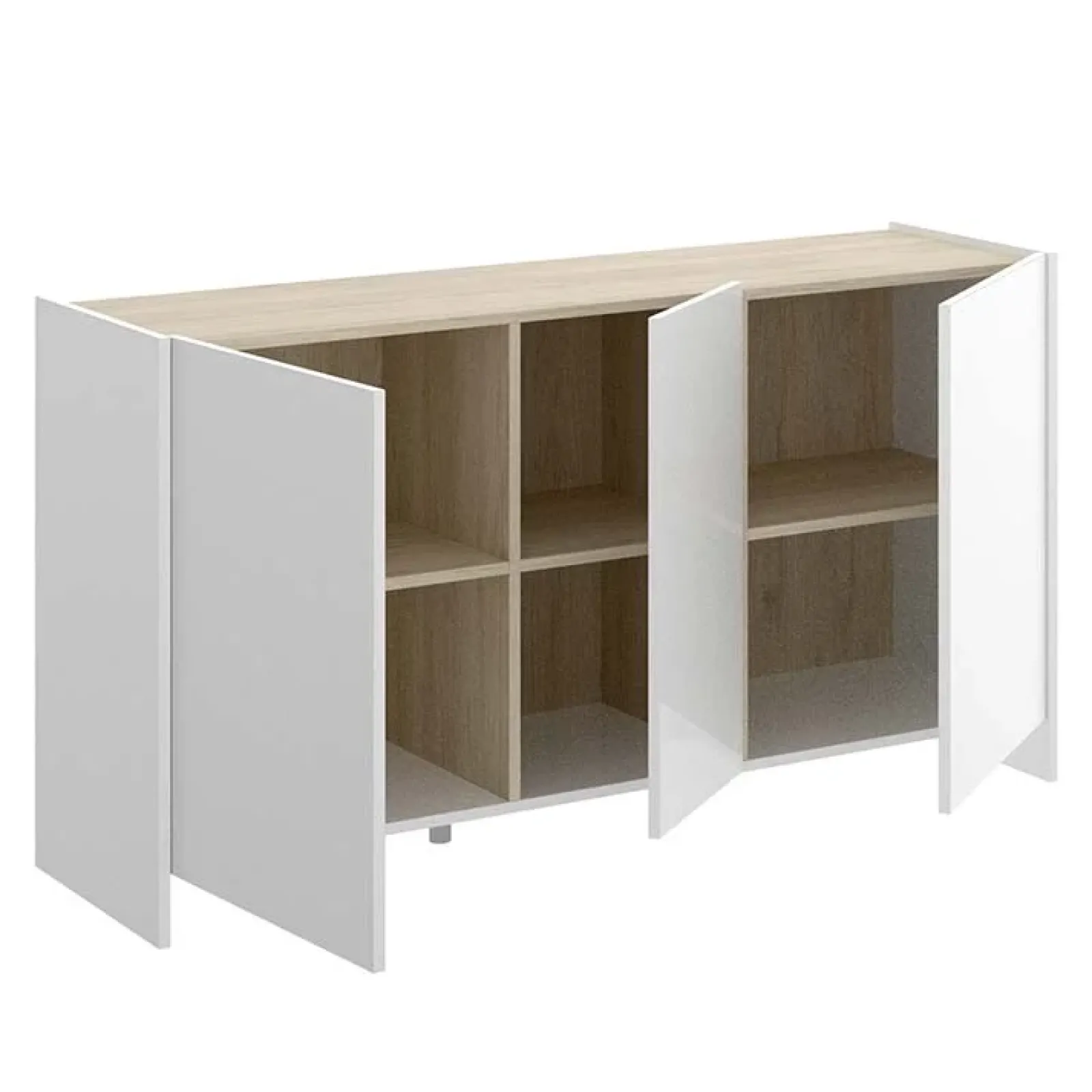 Garnero Arredamenti Credenze Moderne|Madie Moderne-Credenza 138x75h cm moderna soggiorno bianco opaco rovere Norton
