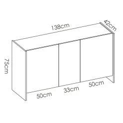 Garnero Arredamenti Credenze Moderne|Madie Moderne-Credenza 138x75h cm moderna soggiorno bianco opaco rovere Norton