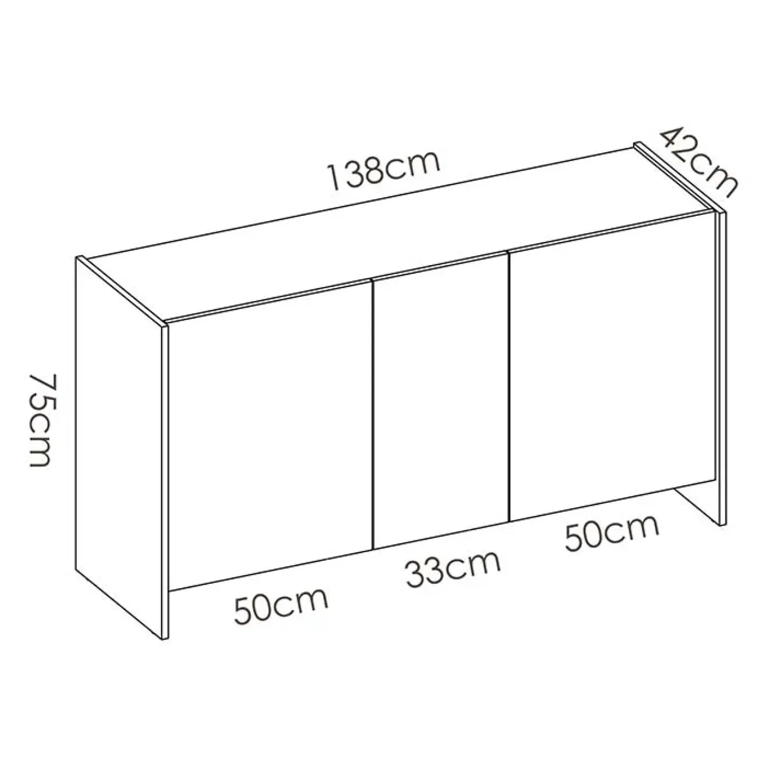 Garnero Arredamenti Credenze Moderne|Madie Moderne-Credenza 138x75h cm moderna soggiorno bianco opaco rovere Norton