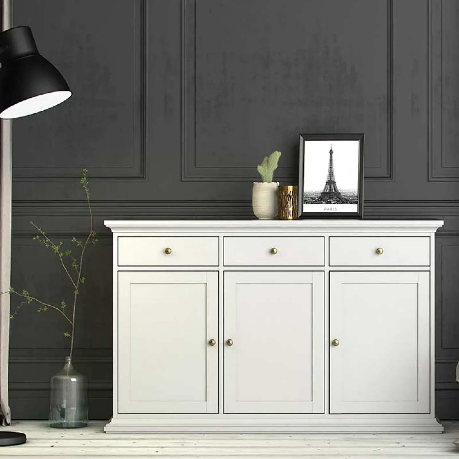 Garnero Arredamenti Mobili Arte Povera|Credenze Moderne-Credenza 143x92h cm shabby bianco opaco Avignon Gihome®