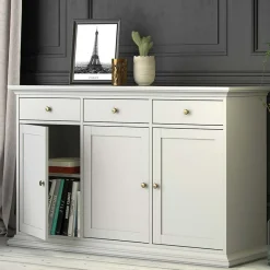 Garnero Arredamenti Mobili Arte Povera|Credenze Moderne-Credenza 143x92h cm shabby bianco opaco Avignon Gihome®
