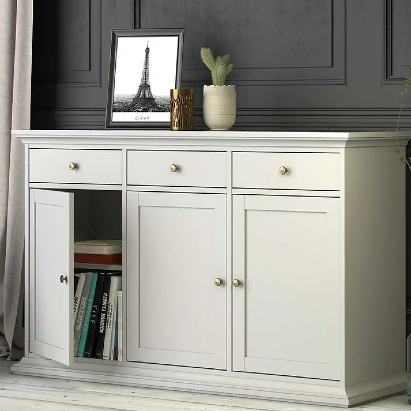 Garnero Arredamenti Mobili Arte Povera|Credenze Moderne-Credenza 143x92h cm shabby bianco opaco Avignon Gihome®