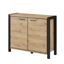 Garnero Arredamenti Credenze Moderne-Credenza 112x91h cm soggiorno industrial quercia nero opaco Neive