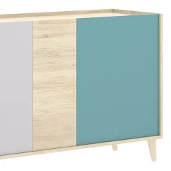 Garnero Arredamenti Credenze Moderne|Madie Moderne-Credenza 180x75h cm soggiorno rovere grigio bianco petrolio Dominic