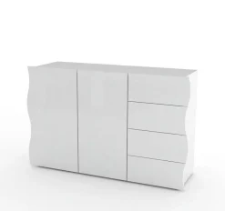Garnero Arredamenti Credenze Moderne|Madie Moderne-Credenza 130x81h cm soggiorno moderna bianco lucido Sea Gihome®