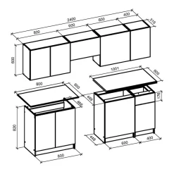 Garnero Arredamenti Cucine Complete|Cucine Complete-Cucina 240cm completa componibile moderna grigio rovere sonoma Taipei