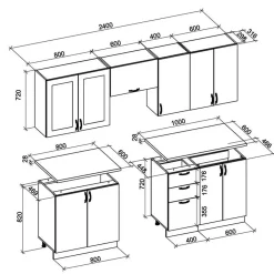 Garnero Arredamenti Cucine Complete|Cucine Complete-Cucina 240cm completa moderna shabby componibile bianco frassinato rovere Oxford Bianco Frassinato - Rovere
