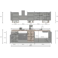 Garnero Arredamenti Cucine Complete|Cucine Complete-Cucina 255cm componibile lineare moderna antracite grigio pietra Gourmet Elegance Antracite - Grigio pietra