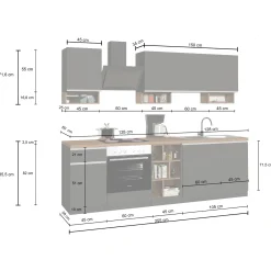 Garnero Arredamenti Cucine Complete|Cucine Complete-Cucina 255cm componibile lineare moderna antracite grigio pietra Gourmet Elegance Antracite - Grigio pietra