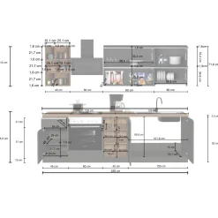 Garnero Arredamenti Cucine Complete|Cucine Complete-Cucina 255cm componibile lineare moderna antracite grigio pietra Gourmet Prestige Antracite - Grigio pietra