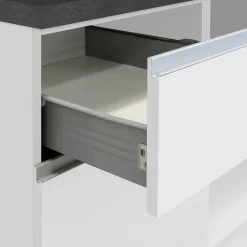 Garnero Arredamenti Cucine Complete|Cucine Complete-Cucina 255cm componibile lineare moderna bianco grigio pietra Gourmet Pure Bianco Lucido - Grigio pietra