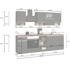 Garnero Arredamenti Cucine Complete|Cucine Complete-Cucina 255cm componibile lineare moderna antracite rovere Gourmet Pure Antracite - Rovere