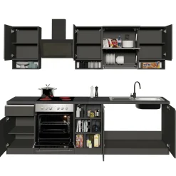 Garnero Arredamenti Cucine Complete|Cucine Complete-Cucina 255cm componibile lineare moderna antracite grigio pietra Gourmet Pure Antracite - Grigio pietra