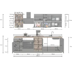 Garnero Arredamenti Cucine Complete|Cucine Complete-Cucina 255cm componibile lineare moderna bianco rovere Gourmet Prestige Bianco Lucido - Rovere