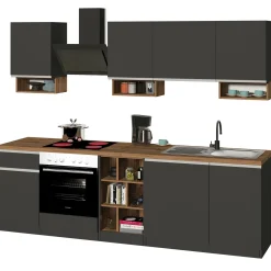 Garnero Arredamenti Cucine Complete|Cucine Complete-Cucina 255cm componibile lineare moderna antracite rovere Gourmet Elegance Antracite - Rovere