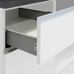 Garnero Arredamenti Cucine Complete|Cucine Complete-Cucina 255cm componibile lineare moderna bianco grigio pietra Gourmet Elegance Bianco Lucido - Grigio pietra