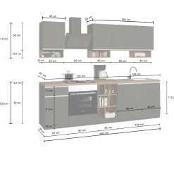 Garnero Arredamenti Cucine Complete|Cucine Complete-Cucina 255cm componibile lineare moderna bianco rovere Gourmet Elegance Bianco Lucido - Rovere