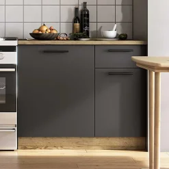 Garnero Arredamenti Cucine Complete|Cucine Complete-Cucina 240cm moderna componibile standard antracite rovere Urban Antracite - Rovere