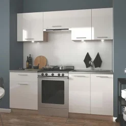 Garnero Arredamenti Cucine Complete|Cucine Complete-Cucina 200cm moderna componibile lineare bianca rovere Matrix Bianco