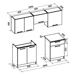 Garnero Arredamenti Cucine Complete|Cucine Complete-Cucina 200cm moderna componibile lineare bianca rovere Matrix Bianco