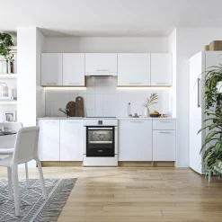 Garnero Arredamenti Cucine Complete|Cucine Complete-Cucina 240cm moderna componibile bianca rovere Urban Bianco Opaco - Rovere