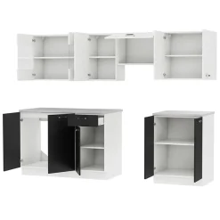Garnero Arredamenti Cucine Complete|Cucine Complete-Cucina 240cm moderna componibile lineare bianco nero Wine