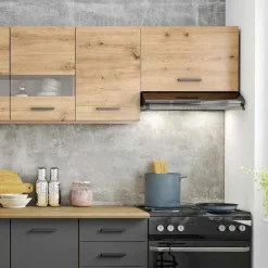 Garnero Arredamenti Cucine Complete|Cucine Complete-Cucina 260cm moderna lineare standard rovere grigio Cook Antracite - Rovere