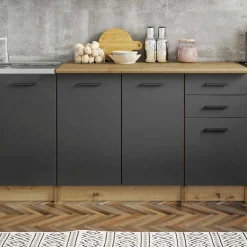 Garnero Arredamenti Cucine Complete|Cucine Complete-Cucina 260cm moderna lineare standard rovere grigio Cook Antracite - Rovere