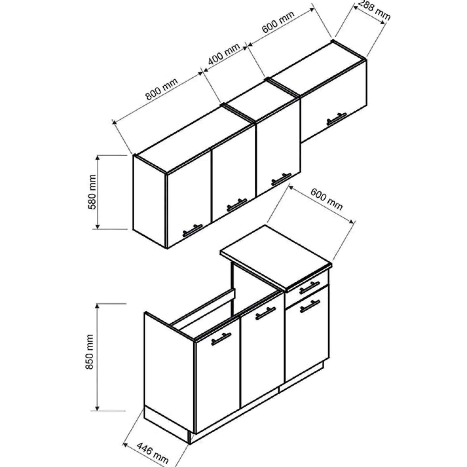 Garnero Arredamenti Cucine Complete|Cucine Complete-Cucina 180cm moderna lineare soggiorno Dalia Quercia
