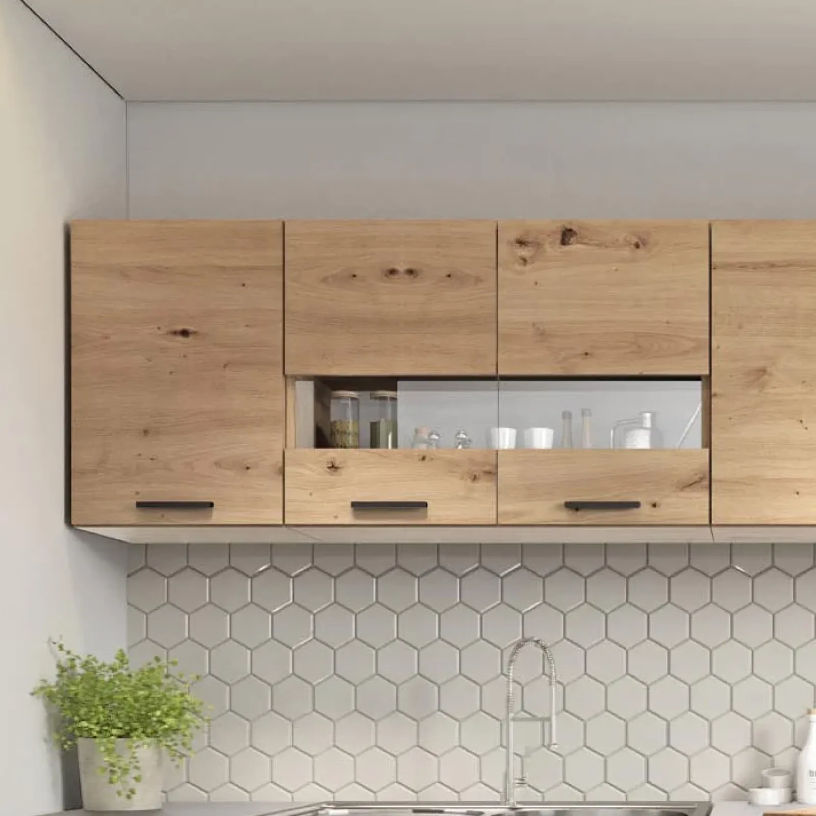 Garnero Arredamenti Cucine Complete|Cucine Complete-Cucina 240cm moderna lineare grigio rovere Erika